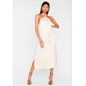 ✨HP✨NWT | NASTY GAL | Size 4 | Halter Neck Satin Midi Slip Dress